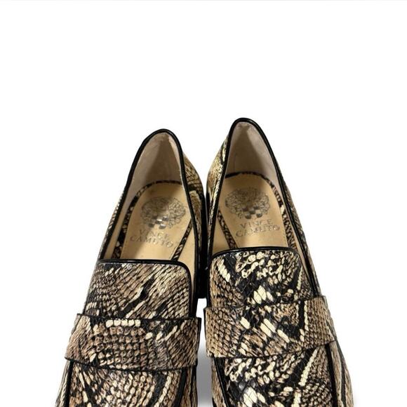 Vince Camuto Women's Size 7M Pointed Toe Loafers Snake Print Block Heel Slip-On - Picture 4 of 7